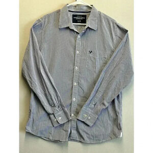 American Eagle Vintage Fit Button Down Shirt Men's XL Blue White‎ Striped